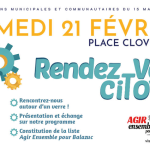Invitation au Rendez-vous Citoyen, place Clovis Ranchin, par le collectif Balazuc 2026, dans le cadre des élections municipales Mars 2026