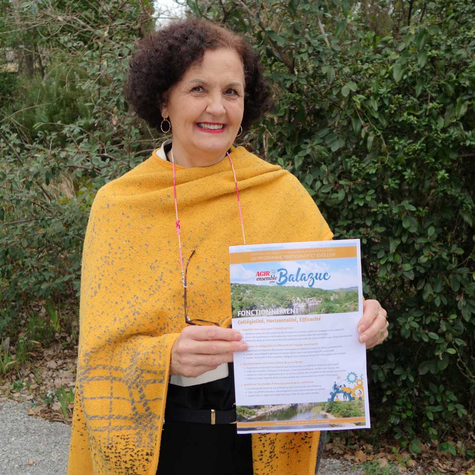 Myriam THEVENOT soutien le programme de l'équipe Agir ensemble pour Balazuc